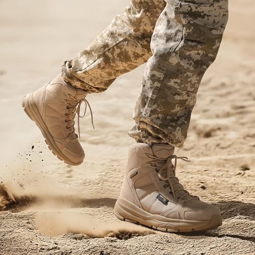 NORTIV 8 NORTIV 8 Men's Waterproof Lightweight Military Tactical Work Boots Outdoor Hiking Combat Motorcycle Boots,Size 7,Waterproof-Sand,SNMT222M