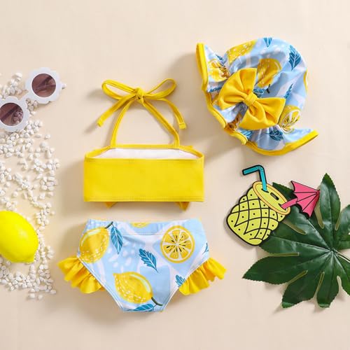 Baby Girls Swimsuit Infant Toddler Girl Bathing Suit Bikini Two Piece Swimwear with Hat3