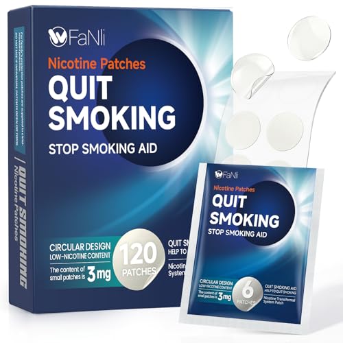 120 Count - Nicotine Patches 3mg (Applicable to Step 1/Step 2/Step 3) Transdermal Stop Smoking Aid for Craving Relief Flexible Dosing with Fast-Acting Nicotine Replacement Therapy