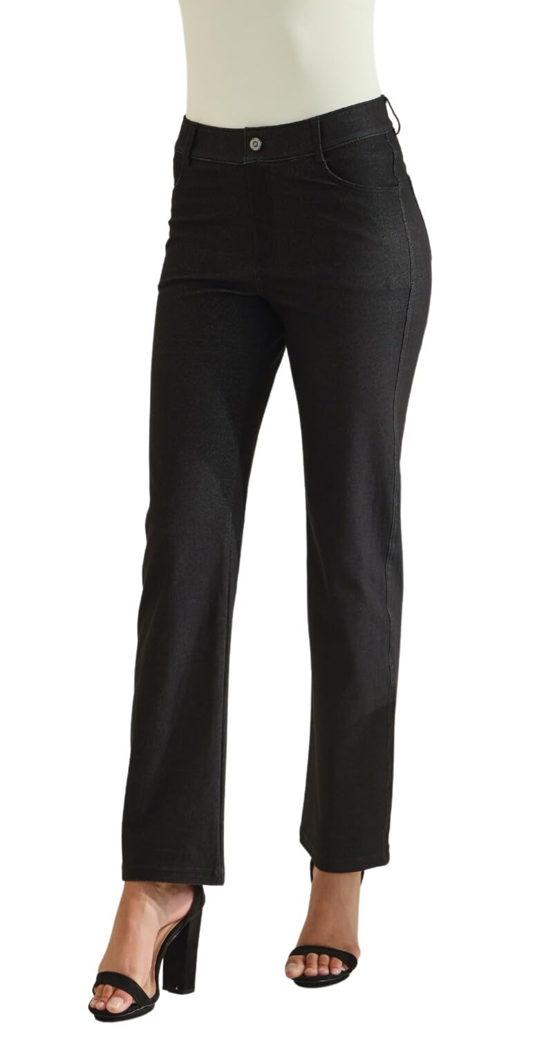 ICONOFLASH Womens Stretch Jeggings Pull-On Straight Leg Jean Leggings with 4 Pockets and Belt Loops Available in Plus