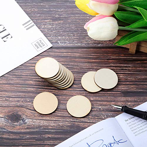 Boao 200 Pieces Unfinished Wood Slices Round Disc Circle Wood Pieces Wooden Cutouts Ornaments For Craft And Decoration (1.5 Inch) #TOP1