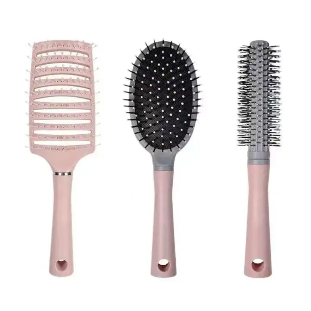 Hair Brush Set of 3 Piece Pink Paddle Brush, Round Comb | Wet and Dry Brush with Ionic Technology for Detangling, Straightening & Volumizing, Anti-Frizz Styling Brushes-image-32