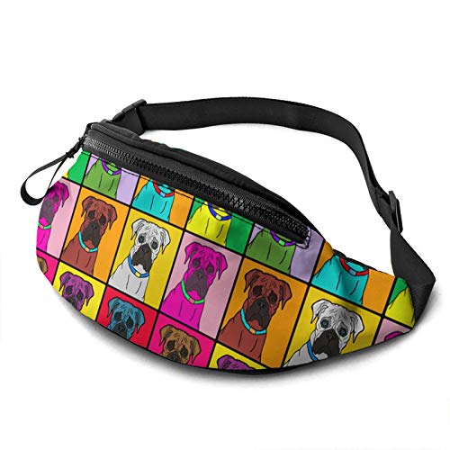 Bunte Boxer-Bauchtasche für Damen und Herren, lässige Gürteltasche, Crossbody-Bauchtasche mit verstellbarem Riemen für Outdoor, Laufen, Wandern, Bunte Boxer Hund, Einheitsgröße, modisch