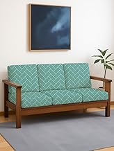 HOTKEI Pastel Green (Pack of 6) 200 GSM Fabric Wooden Sofa Seat Cover Elastic Stretchable Cushion Seat Slip Cover Protector for Wooden Sofa Set 3 Seater Antislip Full Covers for Living Room