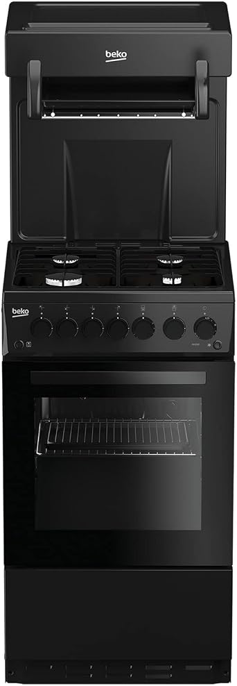 Beko 50cm Gas Cooker With Eye Level Grill - Black [Energy Class A]