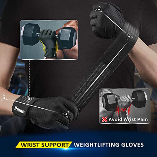 Ihuan FULL FINGER-L Workout Gloves For Men Full-Finger: Weight Lifting Gloves thumb #2