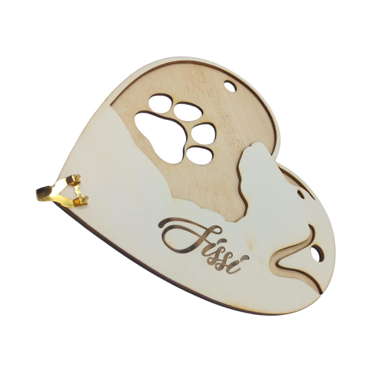 Porta guinzaglio in legno di pioppo o betulla, 30cm x 27cm, con incisione del nome del cane, da appendere al muro