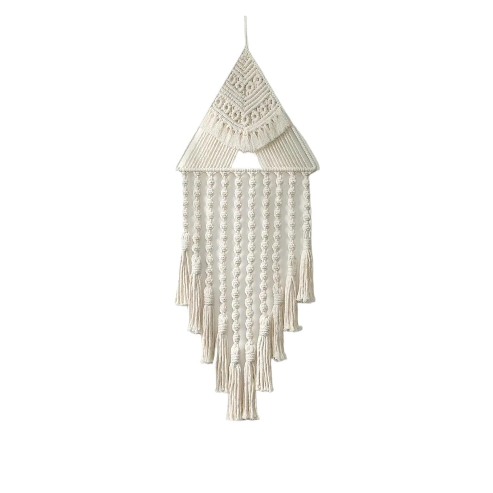 FGUJSUR Tapestry Wall Hanging Dream Catcher Wall Hanging Decor Brown Triangle Woven Tassel Tapestry Art Boho Apartment Bedroom Door Home Decoration(White)