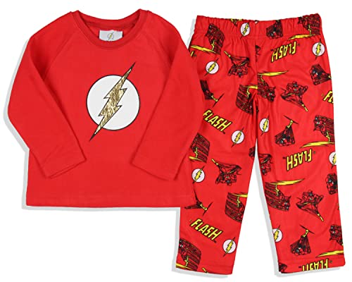 Dc Comics Toddler Boys' Classic The Flash Logo Raglan Sleep Pajama Set (5T) Red #TOP24