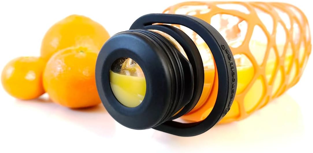 with Glass Top - Brick Red - Plastic-free, BPA-free, Phthalate-free Glass Water Bottle - 16 oz