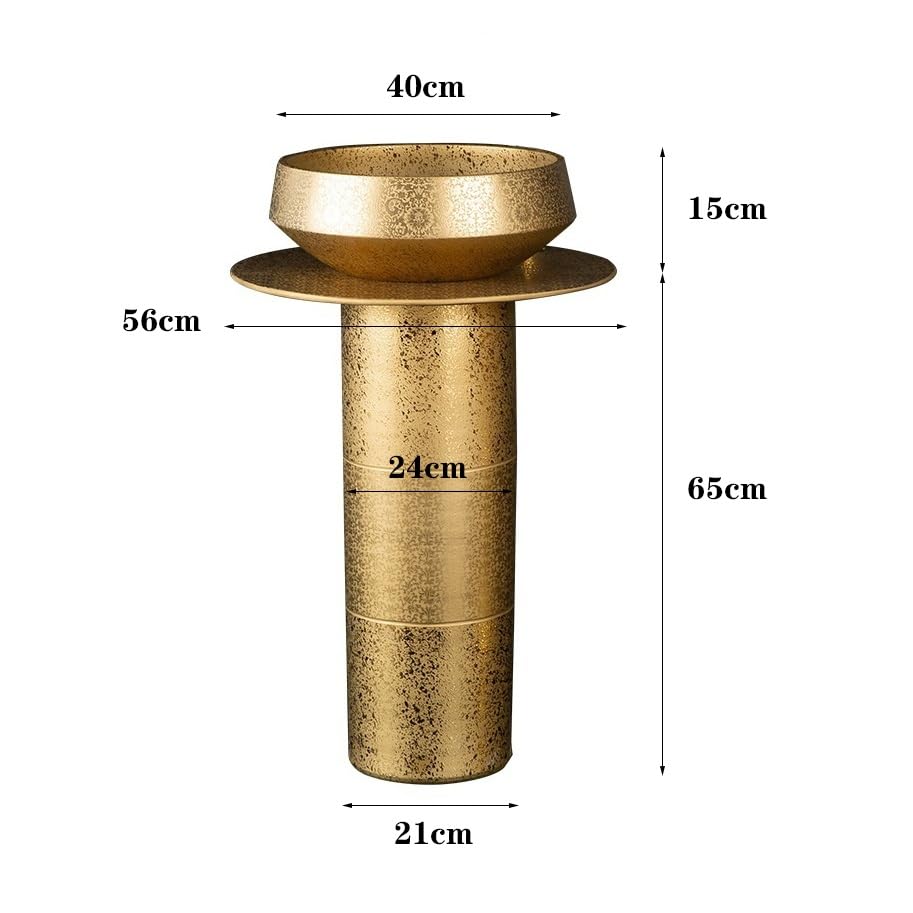 Lavabo de baño Fregadero de pedestal dorado de lujo, lavabo de columna de baño de 3 piezas, lavabo de tocador de baño de pie combinado con grifo, desagüe y espejo Lavabo de pedestal para baño(C)