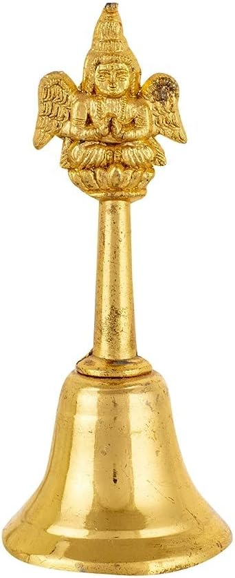 Siyaram Creations Traditional Brass Bell/Ghanti for Pooja/Worship for Temple Home - 4" inch Plain (Brass, Golden)