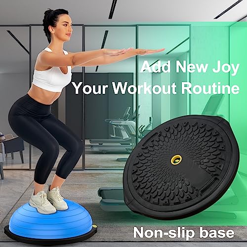 Image of Balance Ball Trainer-Half Ball for Yoga with Resistance Band and Foot Pump, Improve Workout Half Balance Ball,Exercise Balance Ball for Stability Training and Home Gym