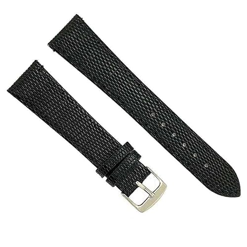 Diloy Bracelet montre en cuir motif lézard plat 407 Noir 18mm – vue 2