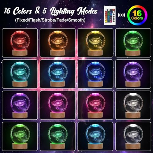 Lámpara de Noche Bola de Cristal Galaxia 3D con Luz LED miniatura 2