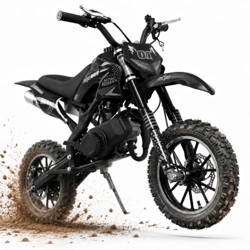 Image of 50cc Dirt Bike, 2 Stroke Gas Mini Bike for Kids 8-15 with Front Rear Disc Brakes