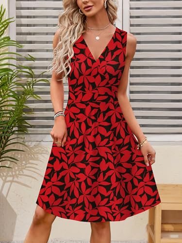 Image of GUBERRY Womens Wrap V Neck Sleeveless Sundress Summer Flare Tank Dress with Pockets