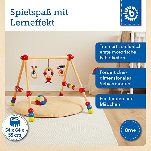 Bieco Spieltrapez | Spielbogen für Babys -Figuren, Rasseln, Kugeln- Höhenverstellbar | Spielebogen Holz Baby… – Bild 3