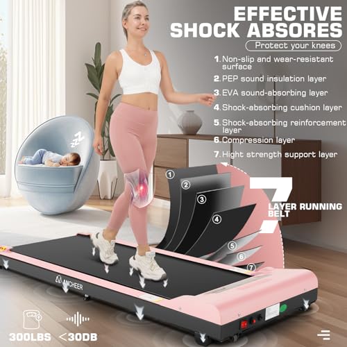 Image of ANCHEER Walking Pads, 2 in 1 Under Desk Treadmill 2.5HP Compact Running Machine with Remote Control, 300lbs Weight Capacity for Home /Gym /Office,Ultra-Quiet, Installation-Free