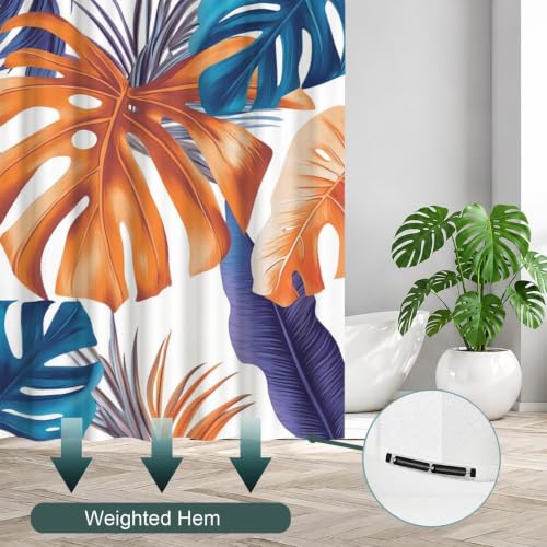 Rideau douche Monstera Deliciosa 120x200 en polyester lavable