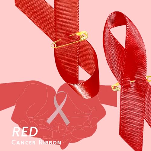 Image of Curvier 200PCS Red Satin Ribbons for Red Ribbon Week HIV and AIDS Awareness Ribbon Pin