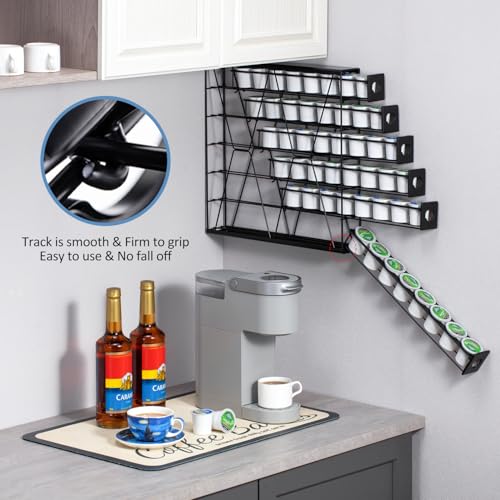 Image of FlagShip 6-Tier Coffee Pod Holder for K Cup - 48 Capsule Max Capacity Metal Rack, Ultra-Efficient Corner Storage Space Saving Design