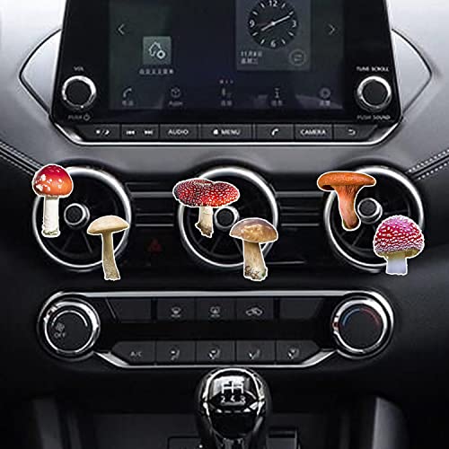 Image of 6 Pcs Mushroom Air Vent Clips, Cute Toadstool Mushroom Car Air Fresheners Vent Clips Funny Car Diffuser Vent Clip Car Decoration Interior Decor Cars Accessories for Women Men