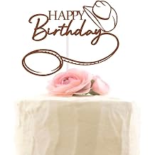 XIUHUBA Western Theme Happy Birthday Cake Topper, Mexican Birthday Party, Cowboy Birthday Party Decorations Brown Glitter