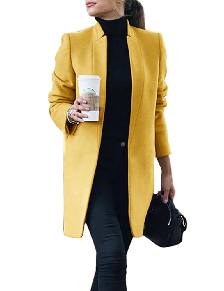 idealsanxun Womens Wool Coat Long Blazer Jackets Fall Winter Peacoat with Pockets-picture-43