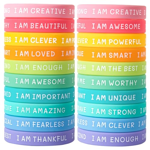 Inspirational Rubber Wristbands for Students (20 Pieces)