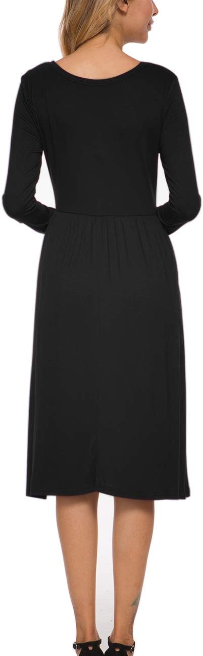 MISFAY Women's Long Sleeve Midi Dress Loose Casual Empire Waist Dresses with Pockets - Image 4