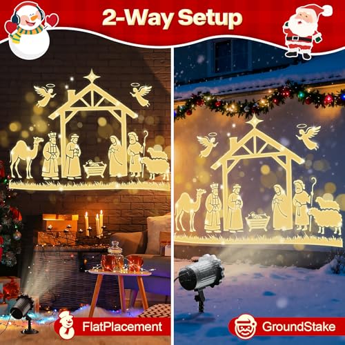 Projecteur de crèche de Noël extérieur et intérieur avec effet dynamique 3D étanche - 3