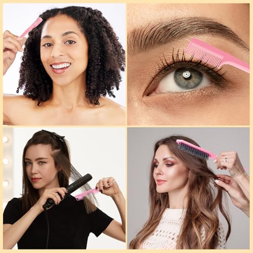 DUAIU Hair Brush Set, 13PCS Hair Brushes and Hair Combs for Women, Vented Deangler Brush Slick Back Brush Wide Tooth Comb Spray Bottles Hair Styling Tools (PINK)