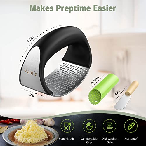 Vantic Garlic Press Rocker - Stainless Steel Garlic Mincer Garlic Crusher, New Innovative Garlic Chopper with Peeler and Scraper for Smash Garlic - Image 7