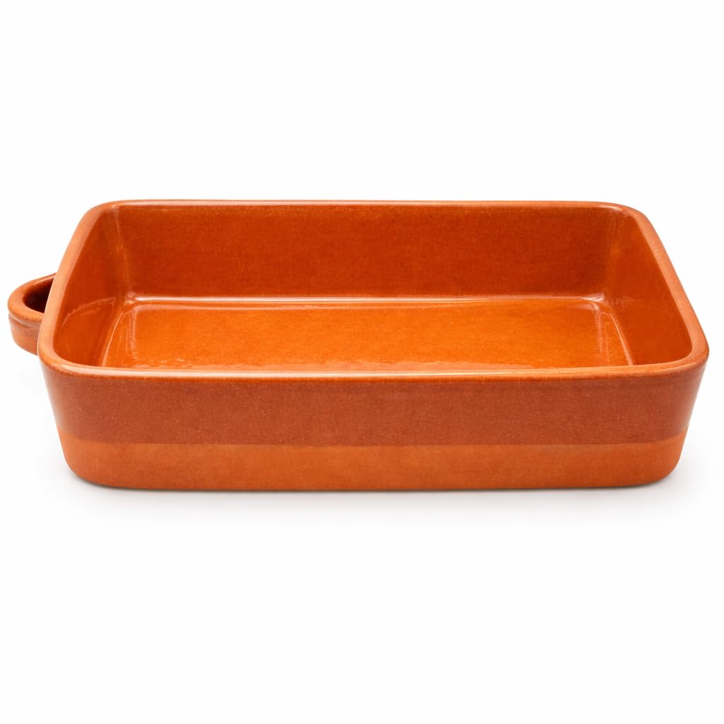 Cazuela besuguera tartera olla rectangular alta en barro esmaltado (nº 42-40 x 26 x 8 cms)
