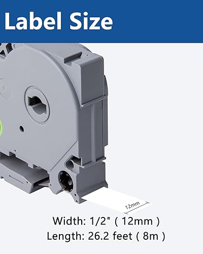 Miniatura 2 de Msudoku TZ - Cinta de 0.472 in 0.47 laminada blanca TZe-231 de repuesto para rotuladora Brother TZe231 TZ-231 TZ231 Negro sobre blanco 12 cinta de
