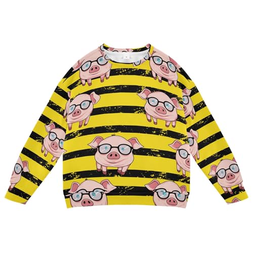 JUNZAN Weamless Cute Little Pig Big Boys Pullover Hoodie Long Sleeve Hoodie for Boys Party 4T