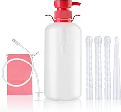 LIVE4COOL Douche - Botella para mujer, sistema de limpieza vaginal reutilizable, 600 ml, limpiador de capacidad con 4 boquillas, bolsa de almacenamiento, no tóxica