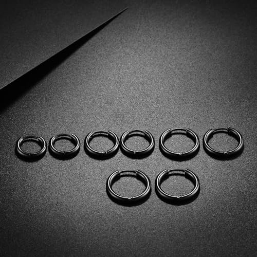 Image of 316L Surgical Stainless Steel Huggie Hoop Earrings 6mm 8mm 10mm 11mm 12mm 14mm Hypoallergenic Earrings Ring Cartilage Helix Lobes Hinge Sleep Earrings for Men Women