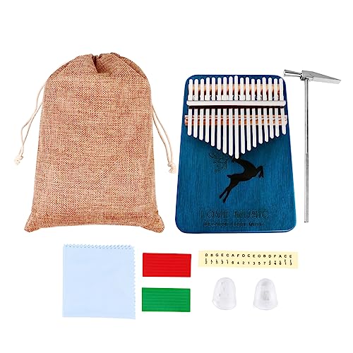 ibasenice 1 セット 17 親指 たち ミュージカル 17鍵サムピアノ フィンガーピアノ楽器 指の器具 教育楽器 カリンバピアノ 木製 Blue