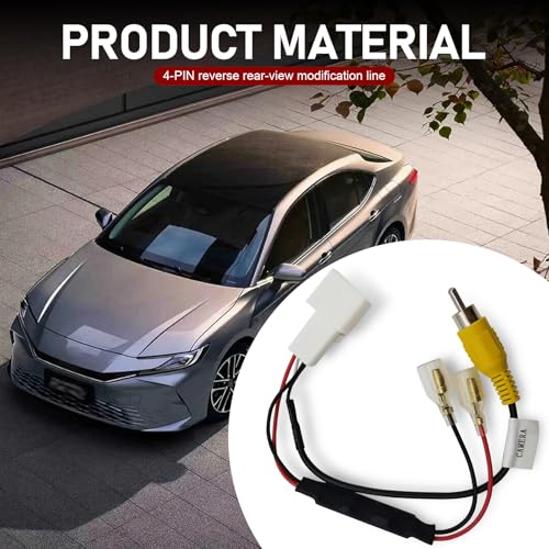 Image of 1 PC Car Rear View Reversing Cable, Waterproof Modification Conversion Wiring Harness with Step-Down, 4 Pin Reversing Camera Video Output Adapter, Compatible with Tundra Tacoma (White)