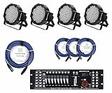 Komplettes Lichtset 4x Showlite FLP-144 + DMX-Controller Showlite Master Pro USB + Kabel (LED-Anzahl: 144 x 10mm LED, Farbmischung: 144 LED/RBG mixing, Leistungsaufnahme: 15 Watt, 90-240V - 50/60H)