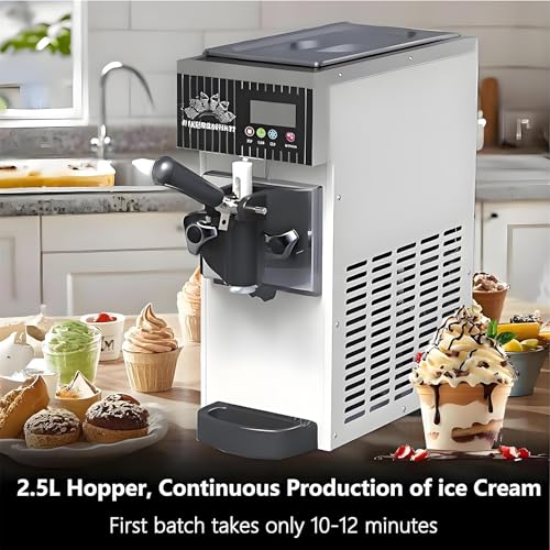 Macchina per Gelato Soft da 450 W con Display LCD e Pulizia Automatica, Macchina per Yogurt da 3,5 Litri, Perfetta per Uso Domestico e Feste in Famiglia, Produce 80-100 Gel,