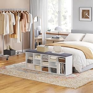 Dinzilvjshoestoragebenchwithcushion15cubbyshoerackadjustableshelveslongshoeorganizerbenchforentrywaymudroomhallwaylivingroombedroomandgaragewhite Urban Country Home Decor Dinzi lvj shoe storage bench with cushion 15 cubby shoe rack adjustable shelves long shoe organizer bench for entryway mudroom hallway living room bedroom and garage white urban country home decor