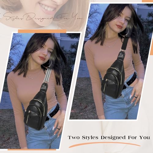 Image of SUOSDEY Sling Bags for Women Crossbody Leather Sling Backpack Chest Bag Shoulder Bags for Casual Traveling Hiking Cycling