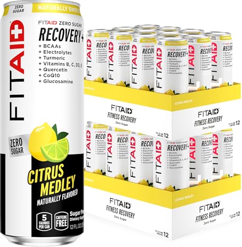 Image of FITAID Zero, 5 Calorie, Number 1 Post-Workout Recovery Drink, Sugar Free, Keto Diet, BCAAs, Quercetin, Glucosamine, Green Tea, 12 Fl Oz (Pack of 24)