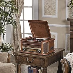 1411 Gramophone Tourne-Disque Vinyle Rétro: Platine Vinyle Bluetooth, Acajou, Marron - Les Beatles, Paul McCartney, John Lennon, RIngo Starr, George Harrison 1411 Gramophone Tourne-Disque Vinyle Rétro: Platine Vinyle Bluetooth, Acajou, Marron – Image 6