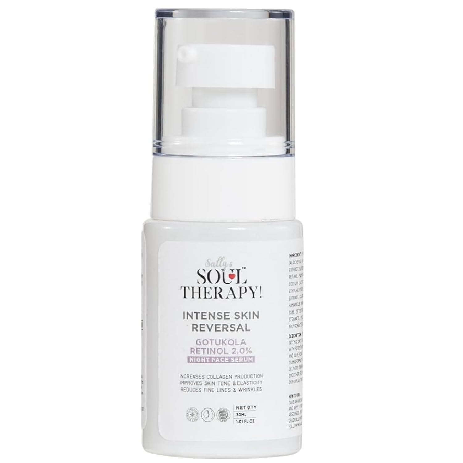 Sally's Soul Therapy Intense Skin Reversal Night Face Serum | Anti-Aging, Wrinkle & Fine Line Care | Collagen Boosting, Brightening & Fast-Absorbing Formula for Men & Women, All Skin Types | 30ml
