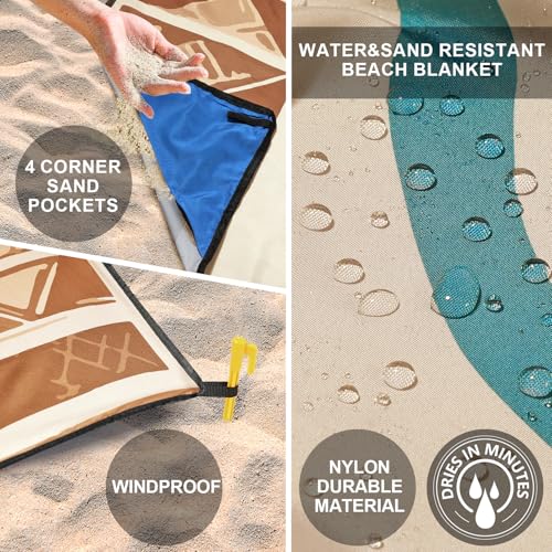 Image of WIWIGO Beach Blanket Waterproof Sandproof Beach Mat 79 inch X 83 inch /10'x9'for 2-8 Adults Quick Drying Outdoor Picnic Mat Beach Accessories for Travel, Camping, Hiking