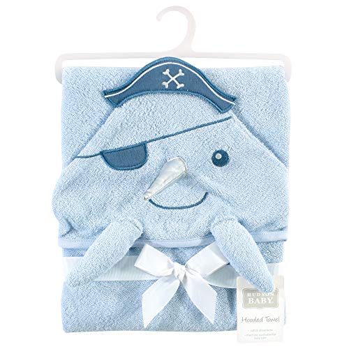 Image of Hudson Baby Unisex Baby Cotton Animal Face Hooded Towel, Narwhal, One Size